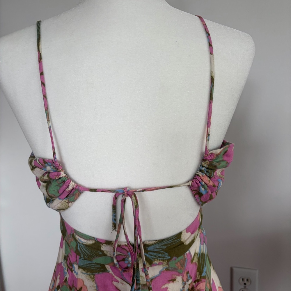 Zara Floral Midi Dress XS | Strappy Back | Front Slit | Summer - Picture 7 of 10